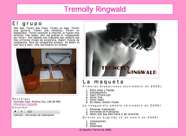 captura de pantalla de la web de Tremolly Ringwald